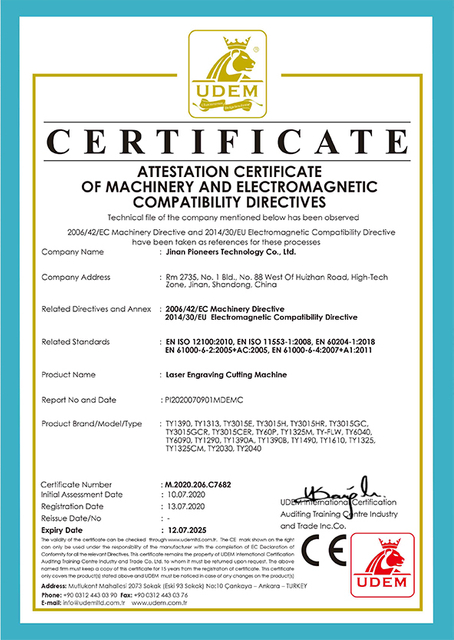 CEcertificate forlaser